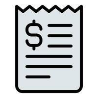 Receipt icon flat line style illustration representing proof of purchase and transaction records, suitable for retail, finance, and accounting-related projects vector