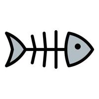 Fish bones icon flat line style illustration representing food waste and decomposition, suitable for recycling, environmental, and sanitation-related projects vector