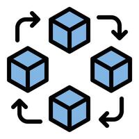 Blockchain icon flat line style illustration representing decentralized technology and digital ledger systems, suitable for finance, technology, and cryptocurrency-related projects vector