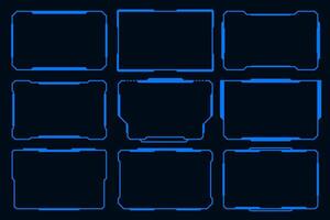 Hi tech frame cyberpunk style design element. Technology HUD sci-fi design vector