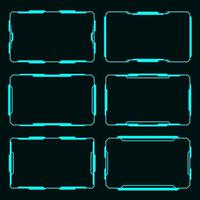 Frame futuristic technology set hi tech element. HUD focus sci-fi square shape design. vector