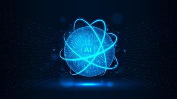 Abstract artificial intelligence global network connection. Digital technology lline circuit of global vector