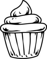 Cupcake Outline Drawing vector