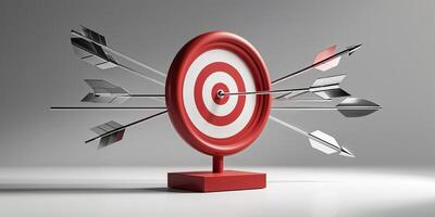 Target with arrows hitting the center, illustrating precision and focus in an indoor setting photo