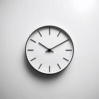 Minimalist wall clock displaying time on a simple white background showcasing modern design aesthetics photo