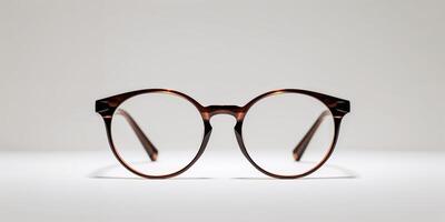 Round frame eyeglasses with a simple design displayed on a neutral background for optical accessories photo