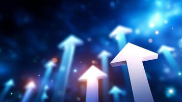 Dynamic upward arrows symbolize growth and progress in a digital landscape filled with vibrant colors photo