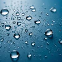 Droplets of water on a blue surface create a calming aesthetic in a serene indoor setting during the morning hours photo