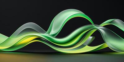 Dynamic green and yellow abstract waves design inspiring energy and movement in a modern art context photo