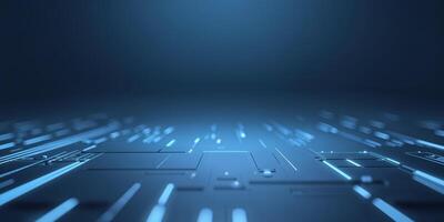 Digital circuit pattern with glowing lines, showcasing advanced technology in a dark environment photo