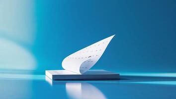 Calendar pages turning on a vibrant blue background, capturing the passage of time in a minimalist style photo