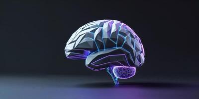 Modern abstract representation of a brain illuminated with vibrant colors showcasing advanced technology and creativity photo
