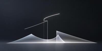 Abstract light installation creates geometric shapes against a dark backdrop in an artistic display photo