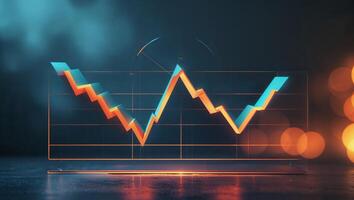 Visual representation of stock market trends with fluctuating lines and glowing effects in a dim environment photo