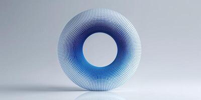 Colorful 3D toroidal shape with gradient pattern on a simple background showcasing digital design creativity photo