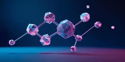 Abstract molecular structure in vibrant colors floating in a dark space photo