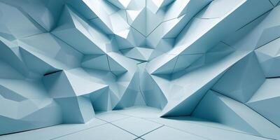 Abstract geometric design with sharp angles and textures in a cool blue environment photo