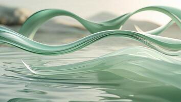 Flowing green waves create a serene atmosphere on a tranquil water surface during daylight hours photo