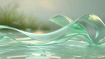 Smooth green waves flow gently across a serene surface, capturing the tranquility of nature photo