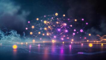 Dynamic digital network visualization with vibrant colors and abstract shapes photo