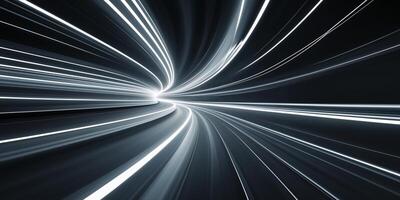 Dynamic light trails create a sense of speed and movement in a dark space photo