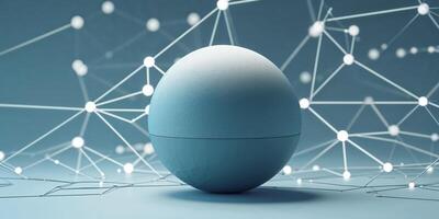 Modern abstract design featuring a spherical object and connecting lines in a digital environment photo
