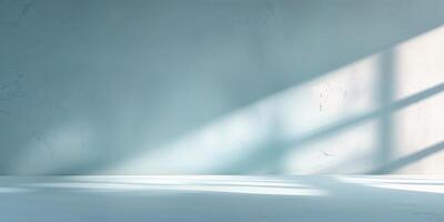 Soft shadows fall across a minimalist surface creating a tranquil ambiance in a well-lit room photo