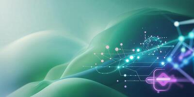 Abstract representation of digital technology and data visualization in a futuristic landscape photo
