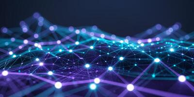 Modern digital landscape showcasing interconnected nodes and vibrant colors in a futuristic environment photo
