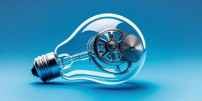 Innovative light bulb design featuring intricate gears illustrating creativity and technology in modern aesthetics photo