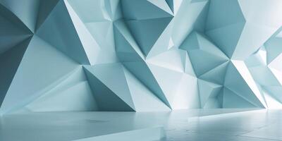 Stylish geometric wall design in light blue tones creating a modern and artistic atmosphere in a contemporary space photo