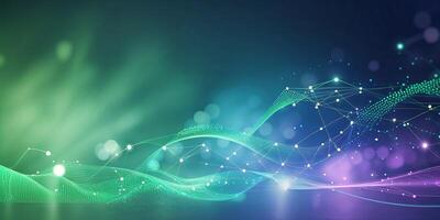 Colorful abstract digital waves with luminous points creating a mesmerizing visual display in a modern setting photo