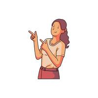 the woman is trying to show something with both hands vector