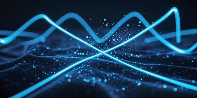 Captivating blue light waves create a mesmerizing pattern in a dark environment highlighting dynamic energy flow photo