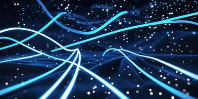 Dynamic blue lines create a captivating abstract visual of light and motion in a dark space photo