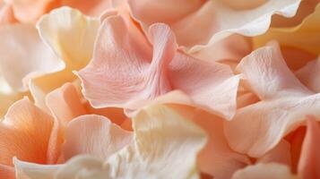 Petals of soft pastel hues create a delicate floral composition ideal for decoration or relaxation in a serene setting photo