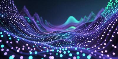 Colorful abstract patterns create a stunning visual display of waves and dots in a digital landscape at night photo
