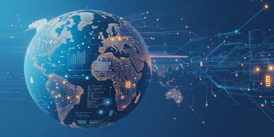 Visual representation of a digital globe showcasing global connectivity and technology integration photo