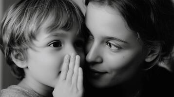 Mother and child sharing a tender moment of affection and connection indoors during a quiet afternoon photo