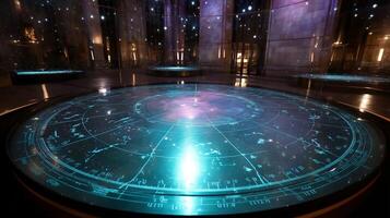 Stunning display of a celestial map in an interactive dome at a science center during an evening event photo