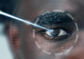 Eye examination utilizes advanced technology for precise vision correction photo