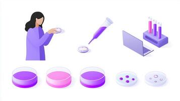 Laboratory experimentation with purple solutions and digital analysis taking place in a modern workspace photo