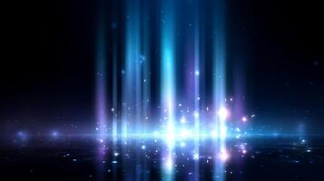 Bright shimmering lights illuminate a dark background in a dazzling display of colors and reflections during a nighttime event photo