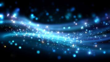 Mystical blue light swirls create a dynamic abstract pattern in a dark environment photo
