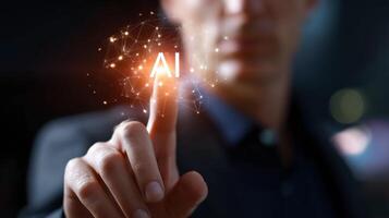 Exploring artificial intelligence through technology and innovation in a modern office environment photo