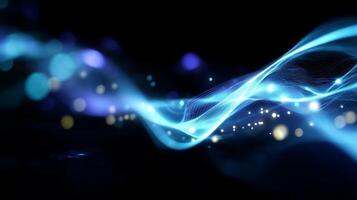 Abstract light waves with vibrant colors and glowing particles create a captivating visual experience photo