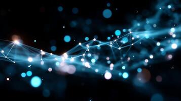 Digital abstraction with glowing blue and white particles creating an ethereal wave effect photo