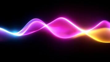 Colorful light waves create an abstract visual representation of sound and energy dynamics in a dark background photo
