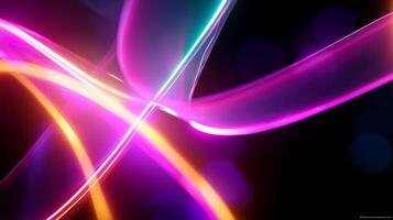 Colorful light trails create dynamic patterns in a dark background during nighttime display photo