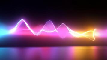 Vibrant abstract light waves create a captivating visual display in a dark setting photo